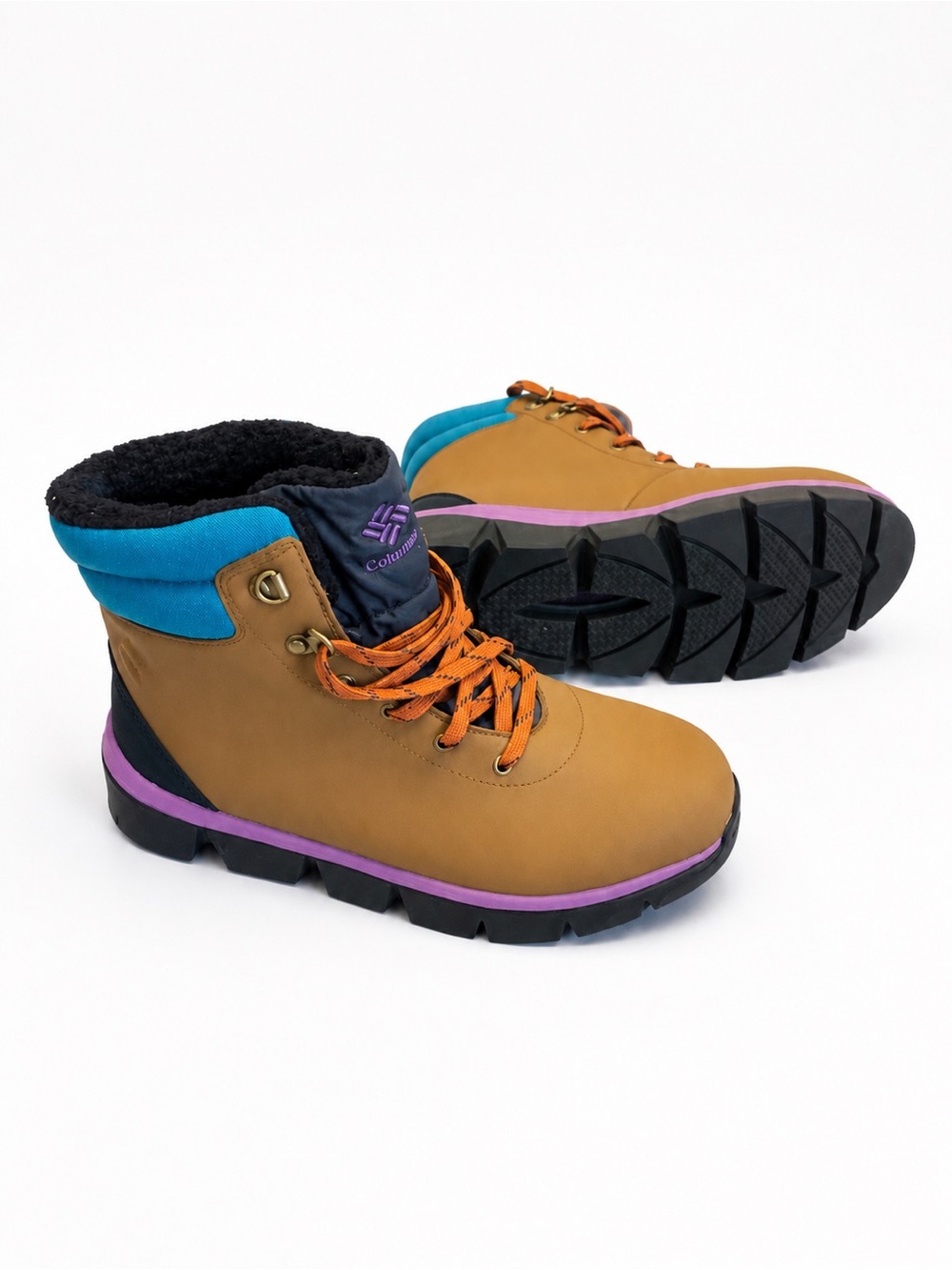 Columbia Keetley ll Omni heat Tan & Teal Waterproof Hiking Boots NWT $150 MSRP